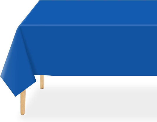 QIKSION Plastic Table Cloth Disposable 2 Pack, 54 x 108 Inch Tablecloths for Rectangle Tables, Blue Plastic Table Cover