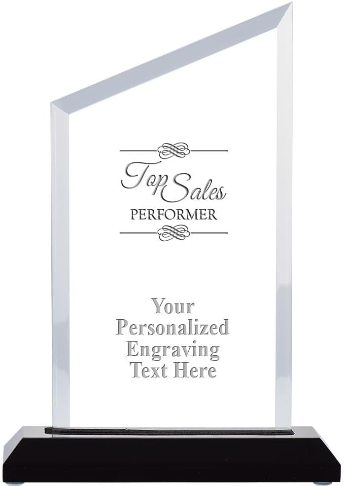 Crown Awards Personalized Acrylic Trophy, 6" Engraved Incline Slant Acrylic Award