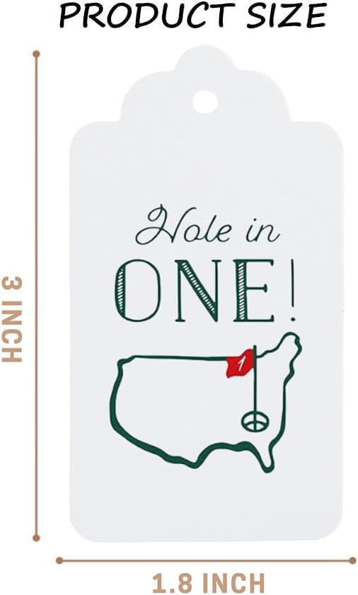Golf Themed Hole In One First Birthday Tags - 30 Pack Golf Themed Favor and Silverware Tags for Baby 1st Birthday Decorations