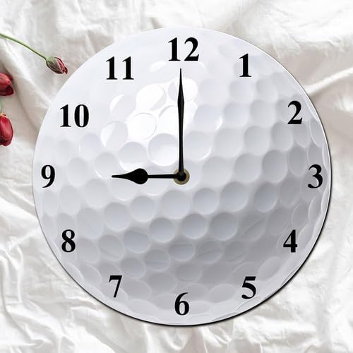 Sports Themed Wall Clock with Golf Dial Silent Clock Movement and Battery Operated Great Decor for Home Office Bedroom and Nice Golf Enthusiasts Gifts 10inch