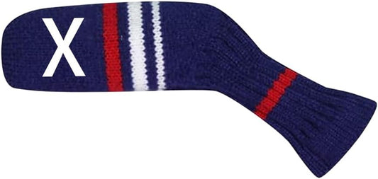 Scott Edward 1/7/10 Pcs Knitted Golf Club Head Covers for Irons Wedge Cuteness and Basically Socks Shape Washable Golf Club Head Protector on Red/Blue Warning Style