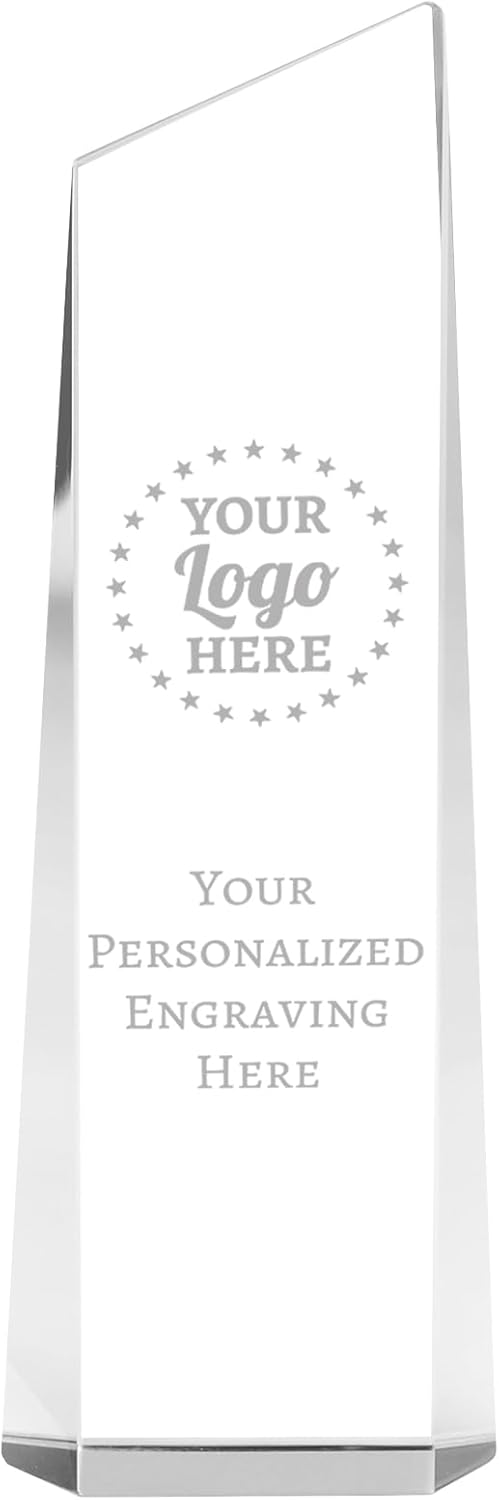 Personalized Crystal Trophy Award - Award for Employees- Plaques Custom Engraved- Coworker Gift,Employee Appreciation Gift,Ideal for Business Events and Occasions (Custom Logo/Engraved)
