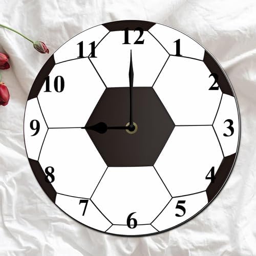 Football Wall Clocks with Silent Clock Movement and Battery Operated Great Decor for Bedroom Living Room or Classroom Nice Gifts for Football Lovers Kids Father and Back to School 10inch