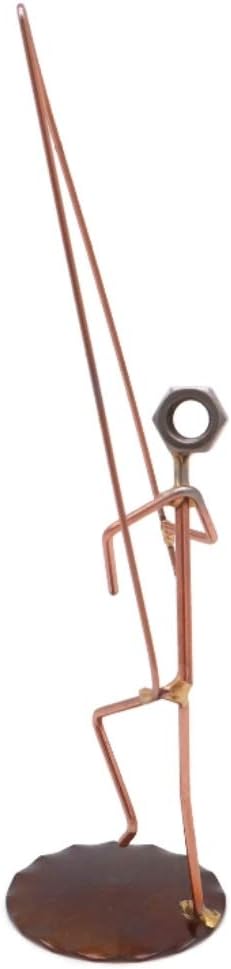 Hooked Pants Fisherman Collectible Handmade Metal Art Figurine, Desk Accessories, Trophy, Boss Gift, Home Office Décor, Collectible Figures