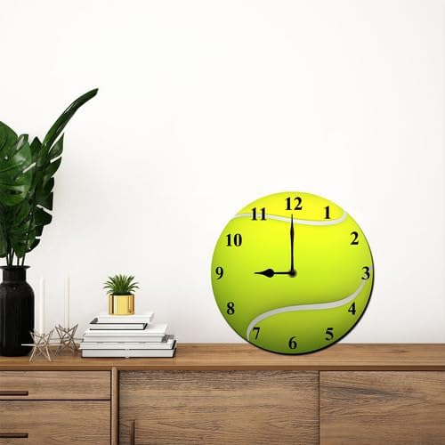 Tennis Wall Clocks with Silent Clock Movement and Battery Operated Great Decor for Bedroom Living Room or Classroom Nice Gifts for Tennis Lovers Father and Back to School 10inch