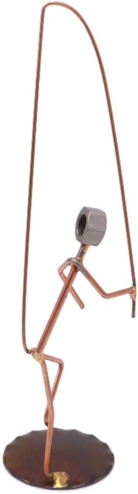 Hooked Pants Fisherman Collectible Handmade Metal Art Figurine, Desk Accessories, Trophy, Boss Gift, Home Office Décor, Collectible Figures