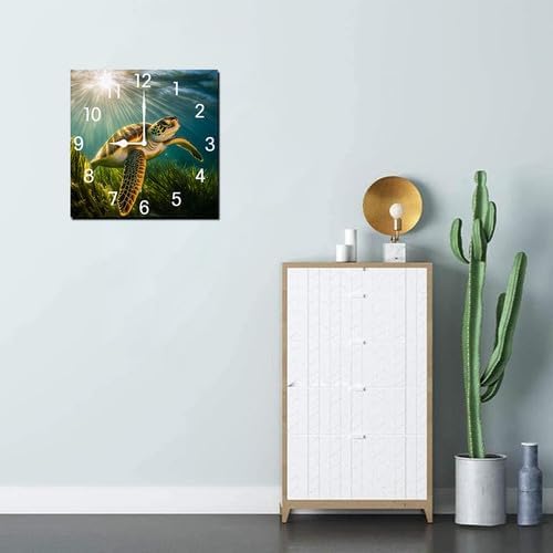 Tennis Square Clock Silent No Tick Battery Powered Home Decor Wooden Wall Clock for Living Room Kitchen Bathroom Farmhouse 10inch