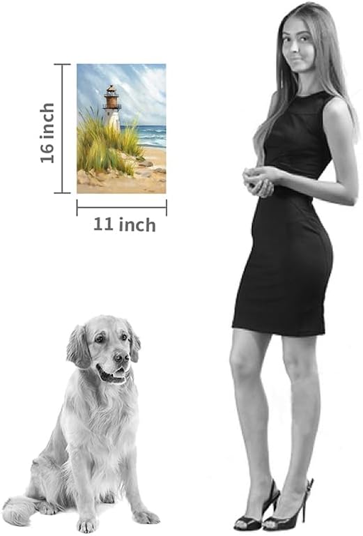 coastal wall art lighthouse pictures: beach wall decor coastal artwork nautical ocean print in beach canvas painting for bathroom 11" x 16"