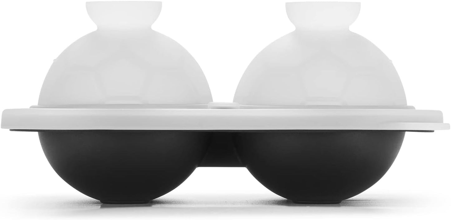 Silicone Soccer Ball Ice Cube Mold Fun Shapes, Novelty Soccer Gifts, 2.2" Large Craft Round Sphere Ice Ball Molds For Game Day, Whiskey, Cocktails, Bourbon