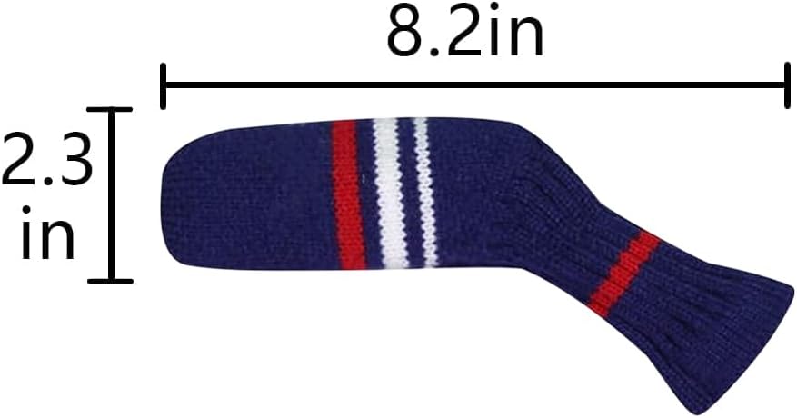 Scott Edward 1/7/10 Pcs Knitted Golf Club Head Covers for Irons Wedge Cuteness and Basically Socks Shape Washable Golf Club Head Protector on Red/Blue Warning Style
