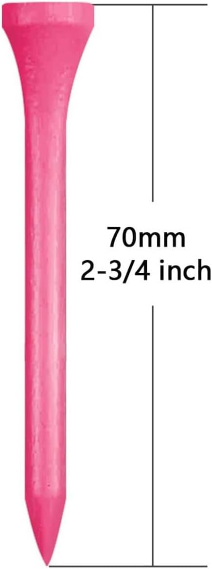 Wooden Golf Tees 3-1/4", 2-3/4", 1-1/2" Available,100 Count (Natural Color, White, Black, Blue, Red, Pink)