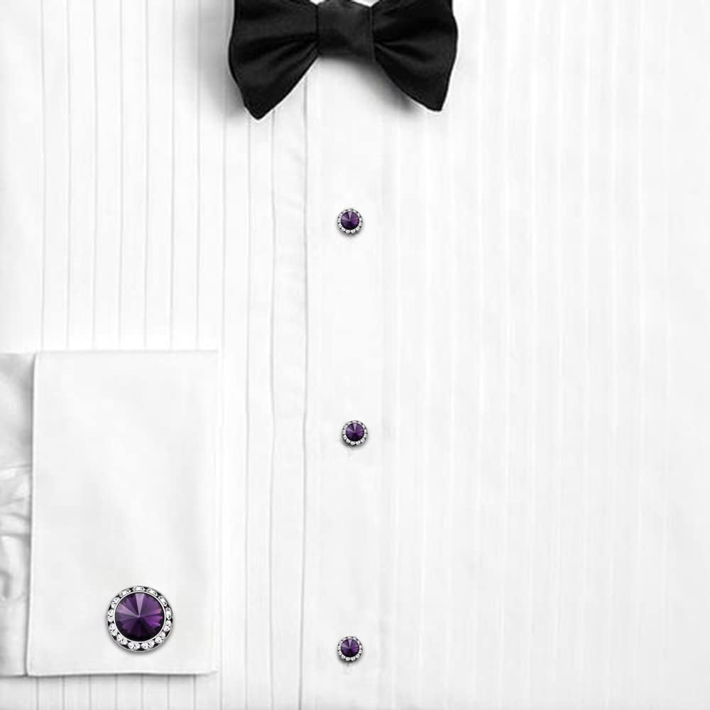 HAWSON Birthstone Tuxedo Studs and Cufflinks Set for Men's Suit Tuxedo Formal Dress Shirt Wedding Business Party Accessories