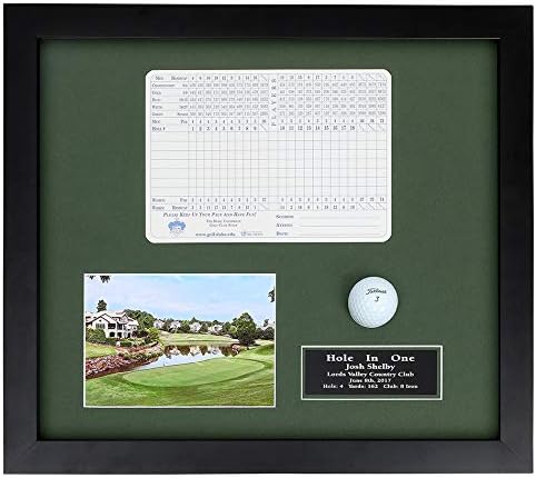 Golf Hole-in-One Shadowbox | Displays Ball, Scorecard, and Photo | 3 Frame Colors | Engraved Plate | Install Scorecard & Ball Yourself | Upload Your Photo | Made in The USA