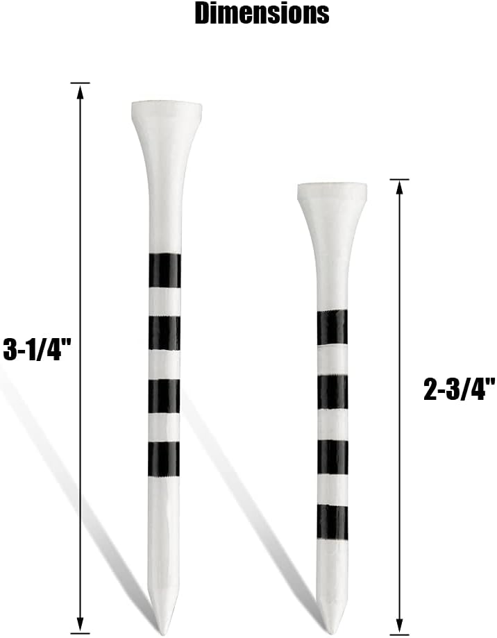 MAZEL Natural Wood/Bamboo Golf Tees 2 3/4 Inch & 3 1/4 Inch,Pack 50 or 120,Reduce Friction & Side Spin,More Stable Golf Tees