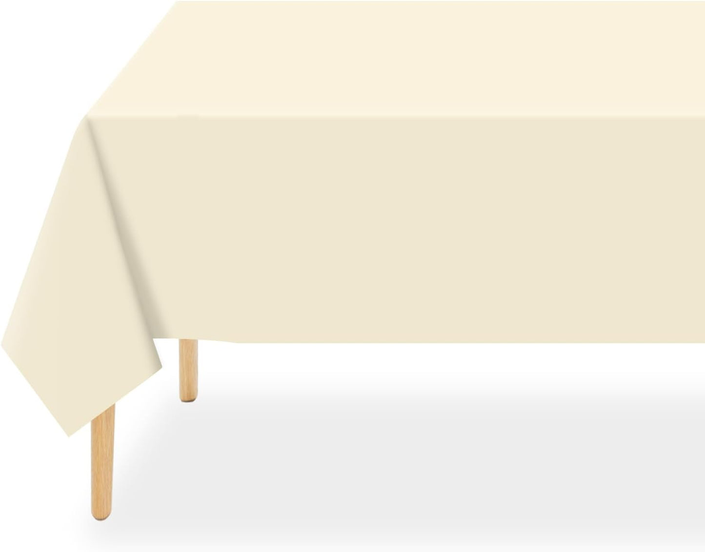 QIKSION Plastic Table Cloth Disposable 3 Pack, 54 x 108 Inch Tablecloths for Rectangle Tables, Ivory Plastic Table Cover