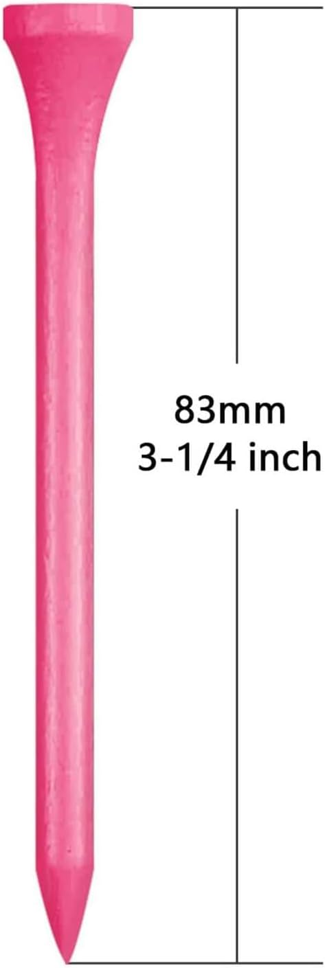 Wooden Golf Tees 3-1/4", 2-3/4", 1-1/2" Available,100 Count (Natural Color, White, Black, Blue, Red, Pink)