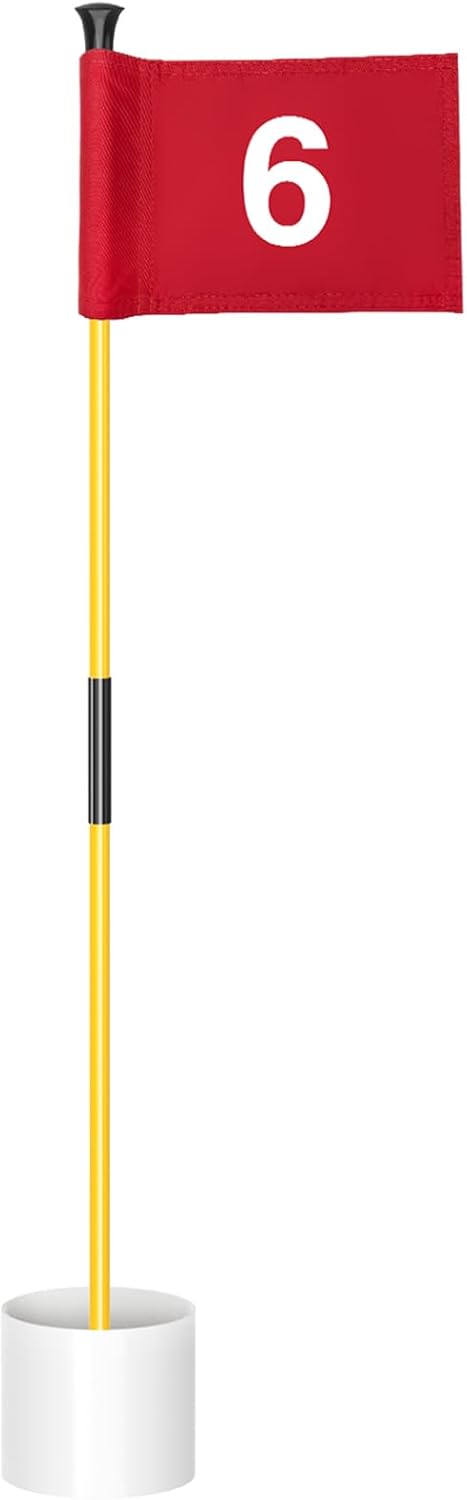 KINGTOP Golf Flagstick Mini, Putting Green Flag for Yard, All 3 Feet, Double-Sided Numbered Golf Flags, Golf Pin Flag Hole Cup Set, Portable 2-Section Design, Gifts Idea
