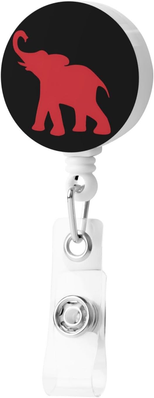Red Elephant Badge Reels Retractable Badge Holder with Clip for Id Name Tag Office Worker Student Teacher Nurse Doctor