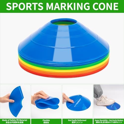 BiAnYC 25/50/100 Pcs Pro Disc Cones - Training Cones Agility Soccer Cones with Carry Bag for Training, Soccer, Football, Basketball,Kids and Other Sports and Games(5 Colors)