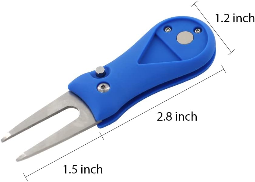 Myartte Golf Divot Repair Tool Switchblade Divot Tools with Golf Ball Marker Pop-up Buttom Zinc Alloy for Repairing The Golf Green
