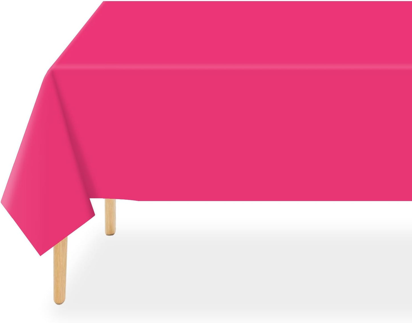 QIKSION Plastic Table Cloth Disposable 2 Pack, 54 x 108 Inch Tablecloths for Rectangle Tables, Hot Pink Plastic Table Cover