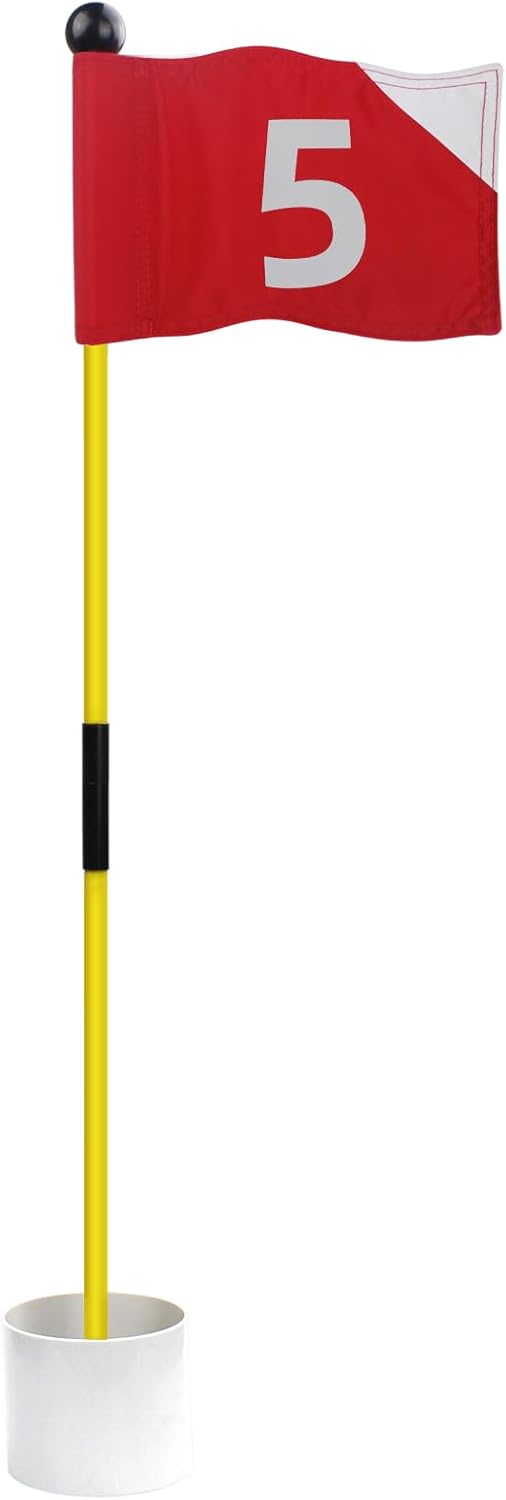 Crestgolf Portable Backyard Practice Golf Hole Cup and Flag Stick of Fiberglass, Golf Putting Green Flagstick Golf Pin Flag Hole Cup Set
