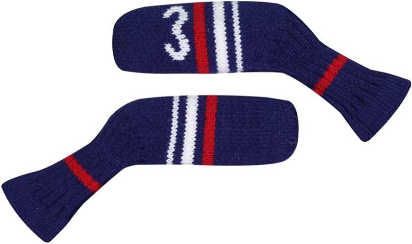 Scott Edward 1/7/10 Pcs Knitted Golf Club Head Covers for Irons Wedge Cuteness and Basically Socks Shape Washable Golf Club Head Protector on Red/Blue Warning Style