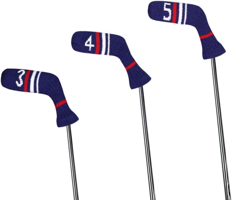 Scott Edward 1/7/10 Pcs Knitted Golf Club Head Covers for Irons Wedge Cuteness and Basically Socks Shape Washable Golf Club Head Protector on Red/Blue Warning Style