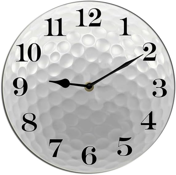 Golf Wall Clock Sport Ball Wall Clock Wooden Clock Wall Decor Battery Operated Clocks Wall Clock Non Ticking Quartz Analog Bathroom Clock Round 10inch