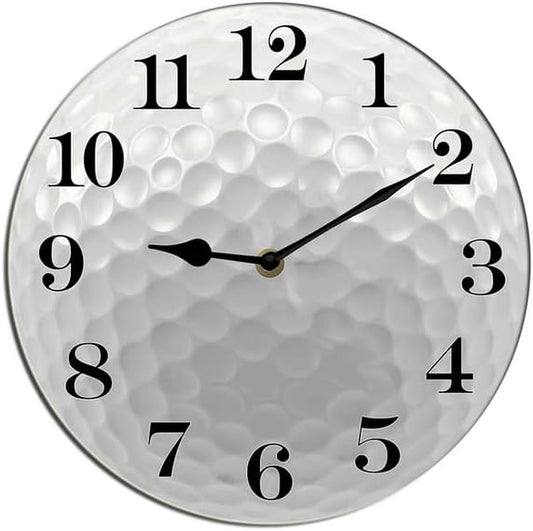 Golf Wall Clock Sport Ball Wall Clock Wooden Clock Wall Decor Battery Operated Clocks Wall Clock Non Ticking Quartz Analog Bathroom Clock Round 10inch