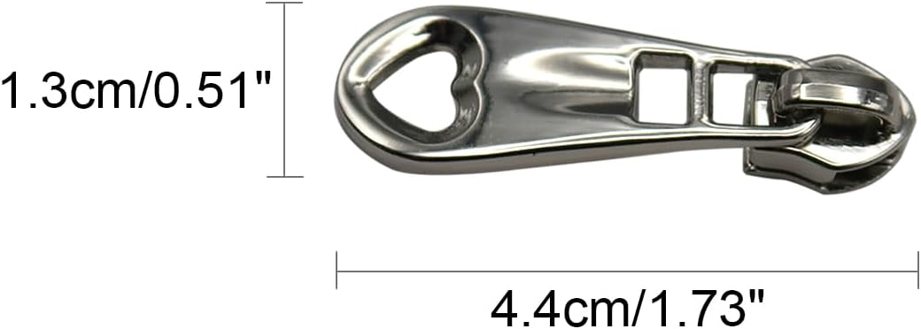 HOLSHUN #5 Zipper Sliders Zipper Pull 30pcs Bulk Heavy Duty Metal Silver Heart Pulls for #5 Nylon Coil Zippers Replacement Luxury Bag Hardware Luggage & DIY Craft Supplies