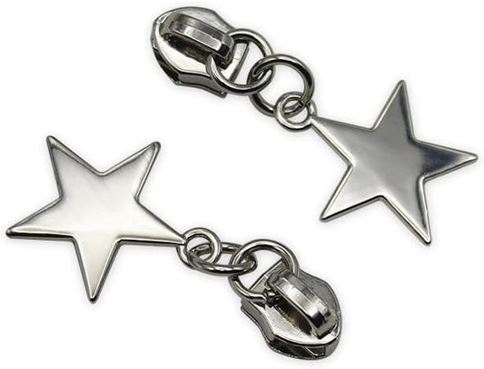 HOLSHUN #5 Zipper Sliders Zipper Pull 30pcs Bulk Heavy Duty Metal Silver Pulls for #5 Nylon Coil Zippers Replacement Luxury Bag Hardware Luggage & DIY Craft Supplies Star