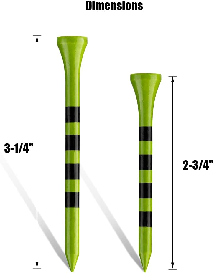 MAZEL Natural Wood/Bamboo Golf Tees 2 3/4 Inch & 3 1/4 Inch,Pack 50 or 120,Reduce Friction & Side Spin,More Stable Golf Tees