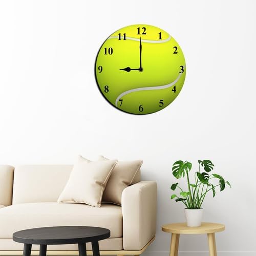 Tennis Wall Clocks with Silent Clock Movement and Battery Operated Great Decor for Bedroom Living Room or Classroom Nice Gifts for Tennis Lovers Father and Back to School 10inch