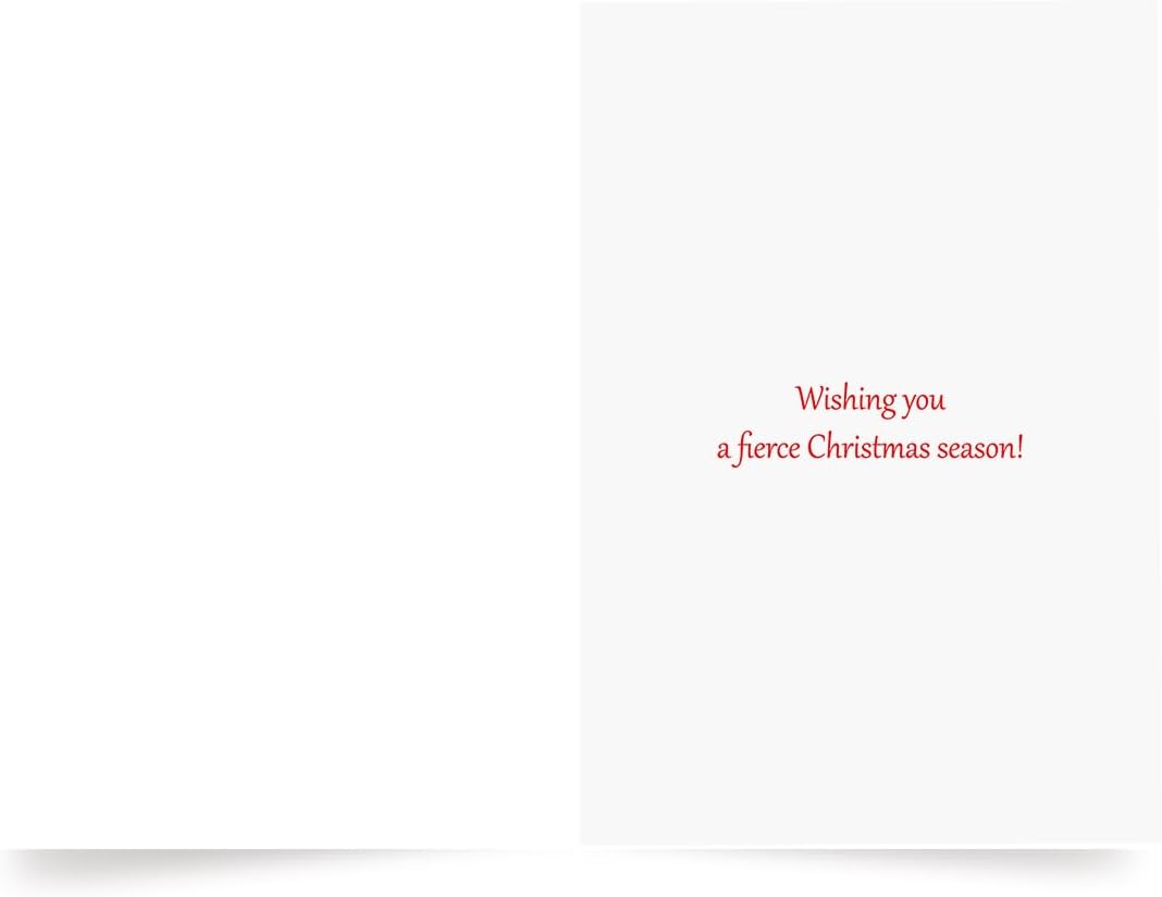 Photographic Christmas Cards, “Not a Creature Was Stirring,” Cat and Mouse with Santa Hats (6 Cards with White Envelopes)