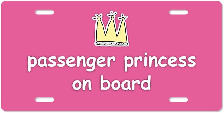 Unique Vanity License Plates | 16 Individual Designs | 3 Sizes (Automobile, Golf Cart, Motorcycle/Bike) | Made in U.S.A. | Custom Car Tags (Passenger Princess, Standard (12" x 6"))