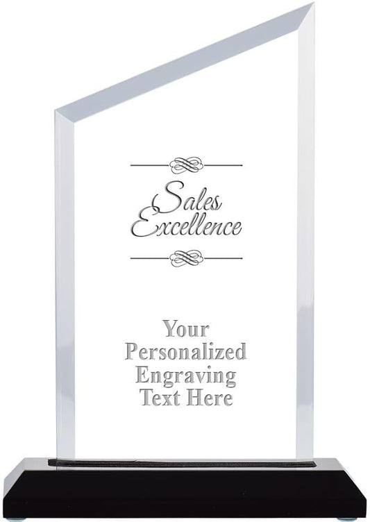 Crown Awards Personalized Acrylic Trophy, 6" Engraved Incline Slant Acrylic Award