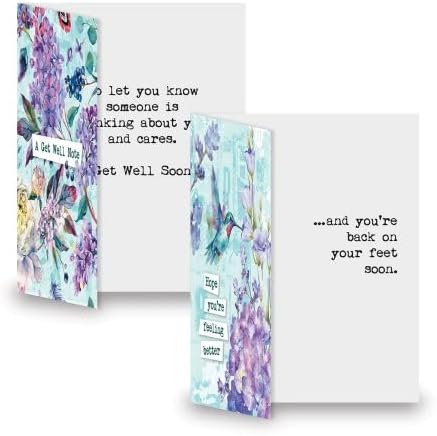 Current Garden Fresh Get Well Greeting Cards - Set of 8 (4 Designs), Large 5" x 7", Get Well Cards with Sentiments Inside, Envelopes