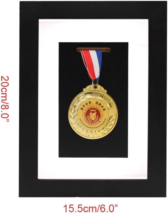 Medal Display Case- Wooden Medal Display Frame, 6" x 8" Photo Frame Medal Medal Display for Military Medal Display, Marathon, Swimming, Football, Case for Medals for Sports Medal Display(Black)