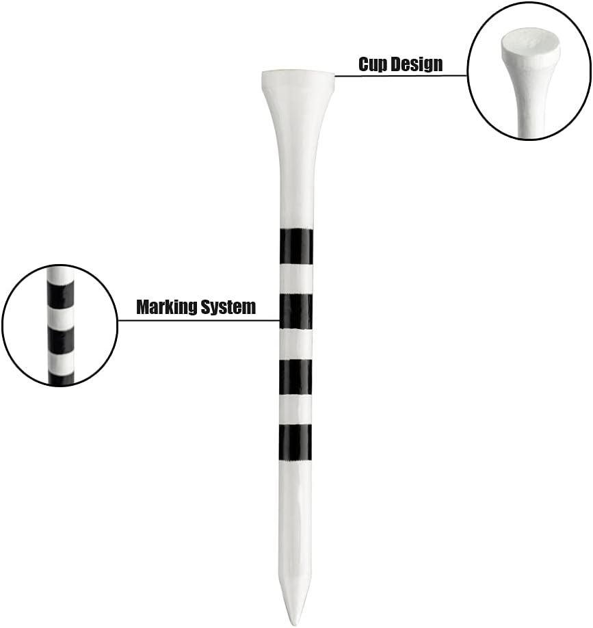 MAZEL Natural Wood/Bamboo Golf Tees 2 3/4 Inch & 3 1/4 Inch,Pack 50 or 120,Reduce Friction & Side Spin,More Stable Golf Tees
