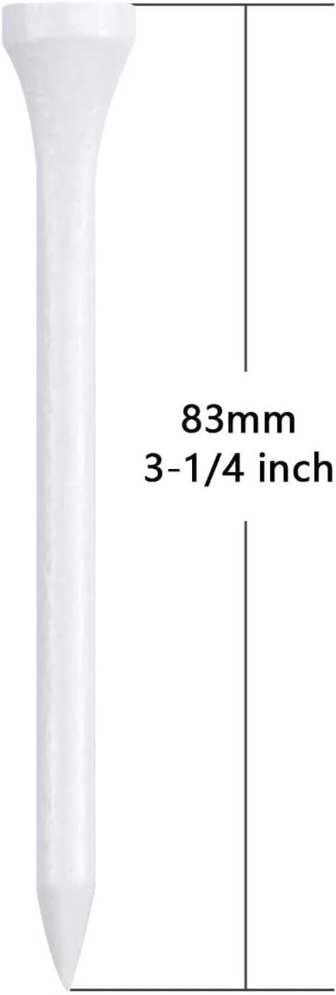 Wooden Golf Tees 3-1/4", 2-3/4", 1-1/2" Available,100 Count (Natural Color, White, Black, Blue, Red, Pink)