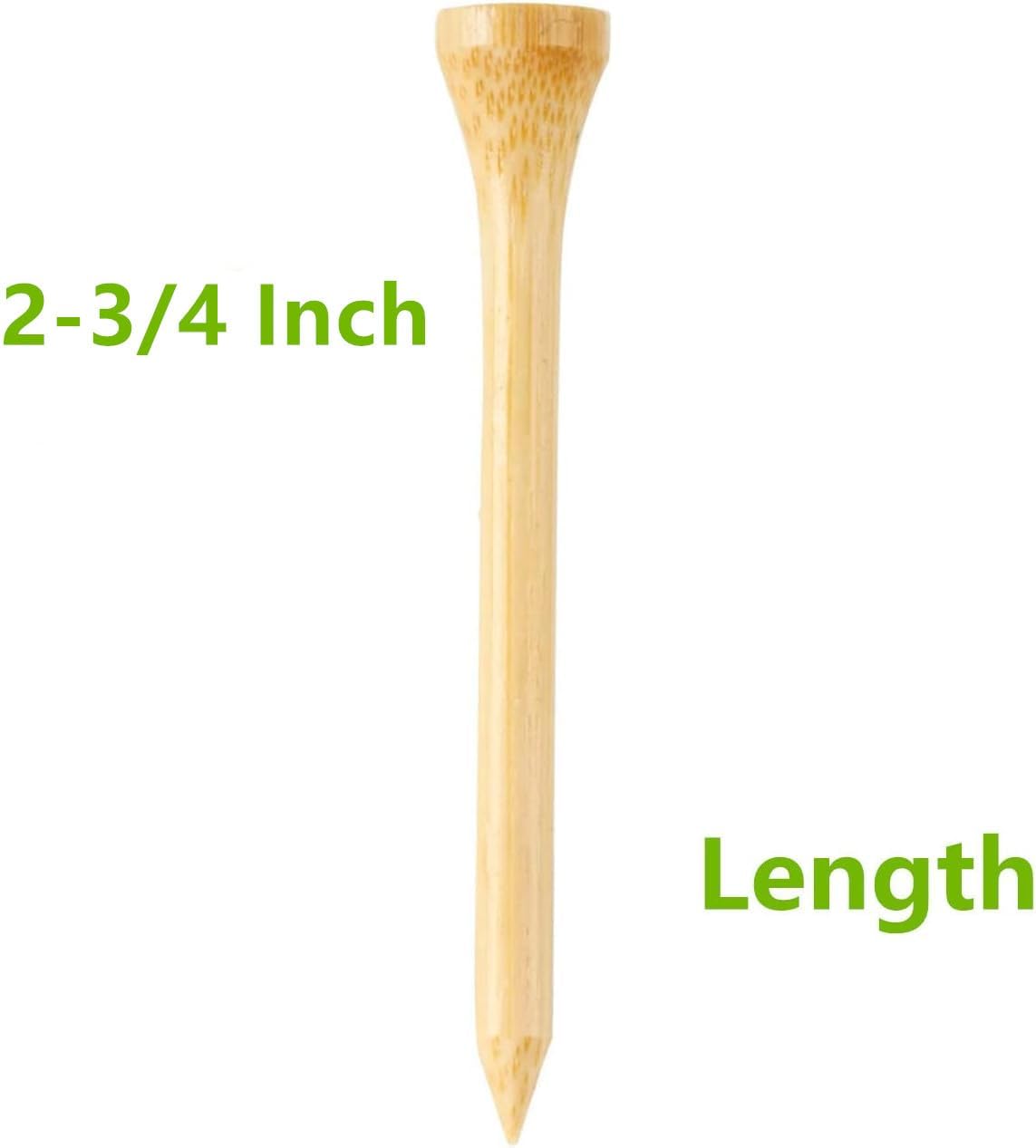 250 or 18 Pcs Professional Bamboo Golf Tees 2-3/4 Inch or 3-1/4 Inch - Stronger Than Wooden Golf Tee Biodegradable & Less Friction