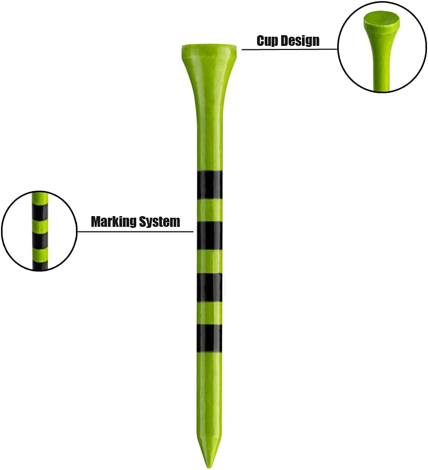 MAZEL Natural Wood/Bamboo Golf Tees 2 3/4 Inch & 3 1/4 Inch,Pack 50 or 120,Reduce Friction & Side Spin,More Stable Golf Tees