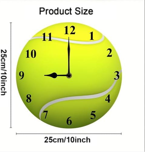 Tennis Wall Clocks with Silent Clock Movement and Battery Operated Great Decor for Bedroom Living Room or Classroom Nice Gifts for Tennis Lovers Father and Back to School 10inch