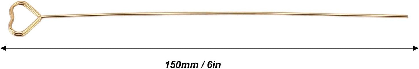 50Pcs Gold Metal Wire Card Holder, 6in Photo Memo Clips, Reusable Floral Picks Clips for Wedding Party Birthday Cake, Place Card Holder for Flower Arrangement (Heart Shaped)