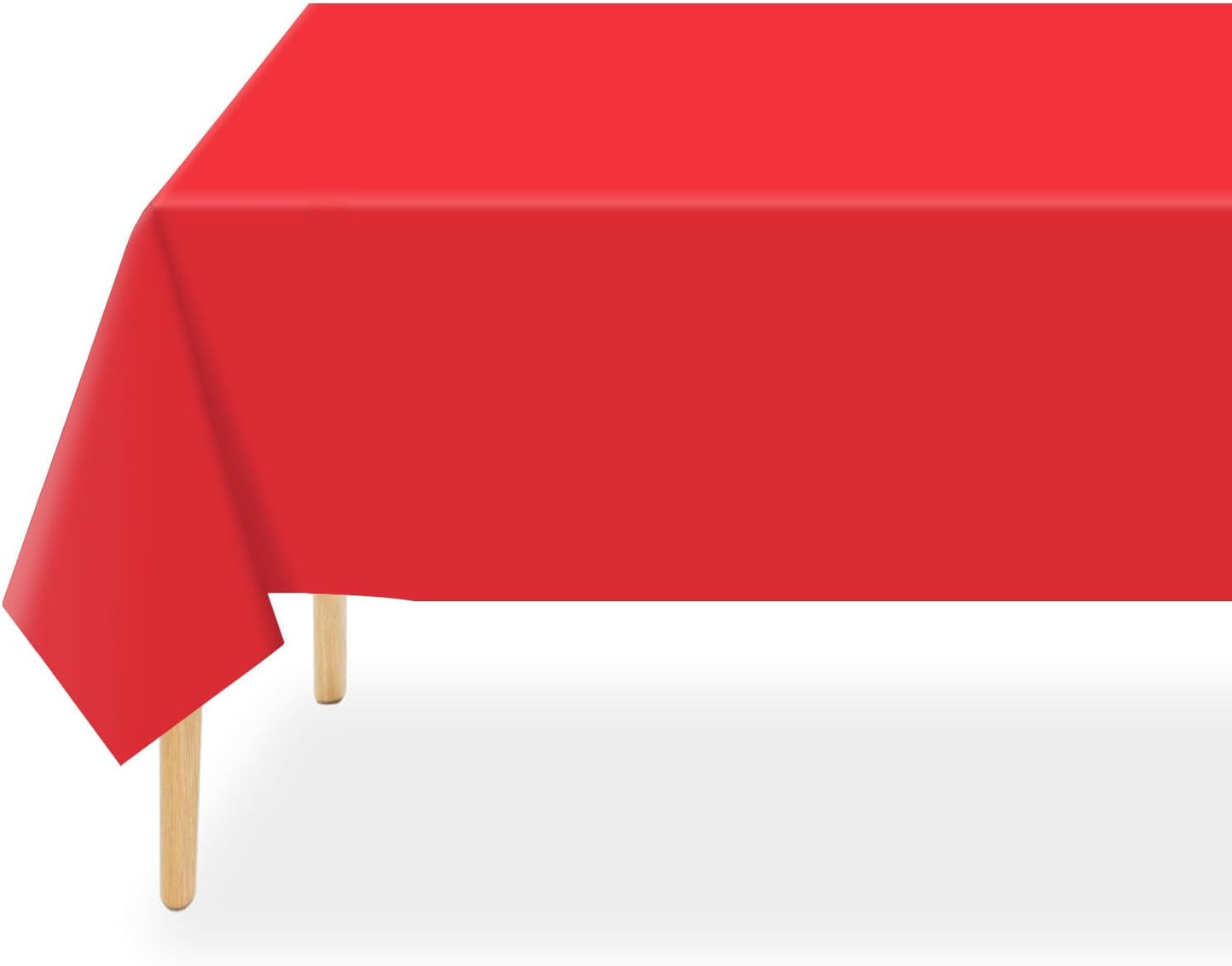 QIKSION Plastic Table Cloth Disposable 6 Pack, 54 x 108 Inch Tablecloths for Rectangle Tables, Red Plastic Table Cover