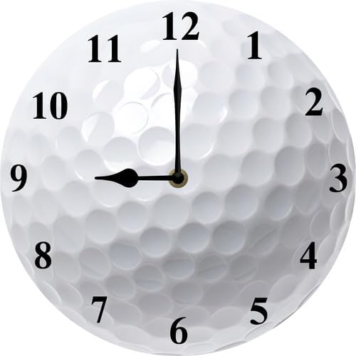 Sports Themed Wall Clock with Golf Dial Silent Clock Movement and Battery Operated Great Decor for Home Office Bedroom and Nice Golf Enthusiasts Gifts 10inch