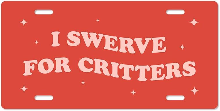 Unique Vanity License Plates | 16 Individual Designs | 3 Sizes (Automobile, Golf Cart, Motorcycle/Bike) | Made in U.S.A. | Custom Car Tags (I Brake for Critters, Motorcycle/Bike (6" x 3"))