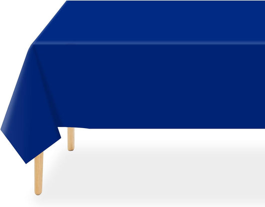 QIKSION Plastic Table Cloth Disposable 3 Pack, 54 x 108 Inch Tablecloths for Rectangle Tables, Royal Blue Plastic Table Cover