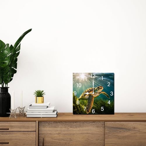 Tennis Square Clock Silent No Tick Battery Powered Home Decor Wooden Wall Clock for Living Room Kitchen Bathroom Farmhouse 10inch